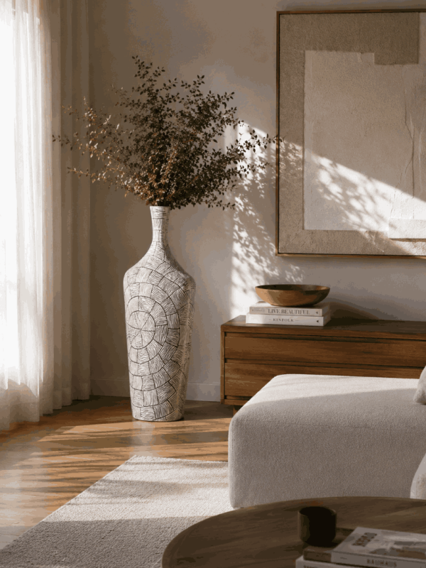 Ваза напольная декоративная с геометрической текстурой 65