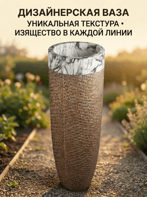 Ваза напольная сочетающая две контрастные текстуры 70