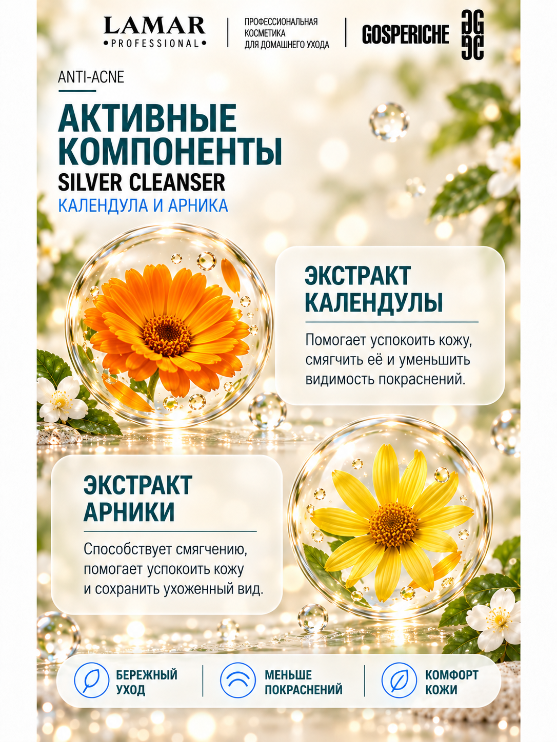 LAMAR PROFESSIONAL SILVER CLEANSER &mdash; очищающий гель для проблемной кожи с коллоидным серебром и зеленым чаем, 200 мл