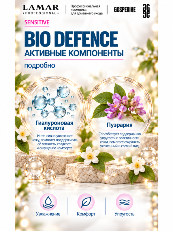 LAMAR PROFESSIONAL BIO DEFENCE &mdash; крем с эффектом биоармирования с гиалуроновой кислотой и пуэрарией, 50 мл