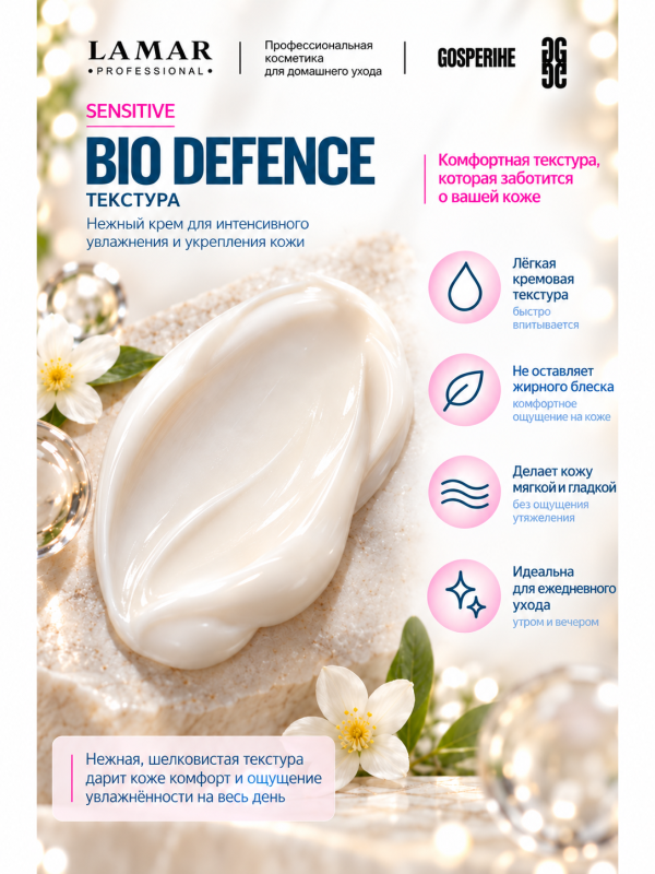 LAMAR PROFESSIONAL BIO DEFENCE &mdash; крем с эффектом биоармирования с гиалуроновой кислотой и пуэрарией, 50 мл