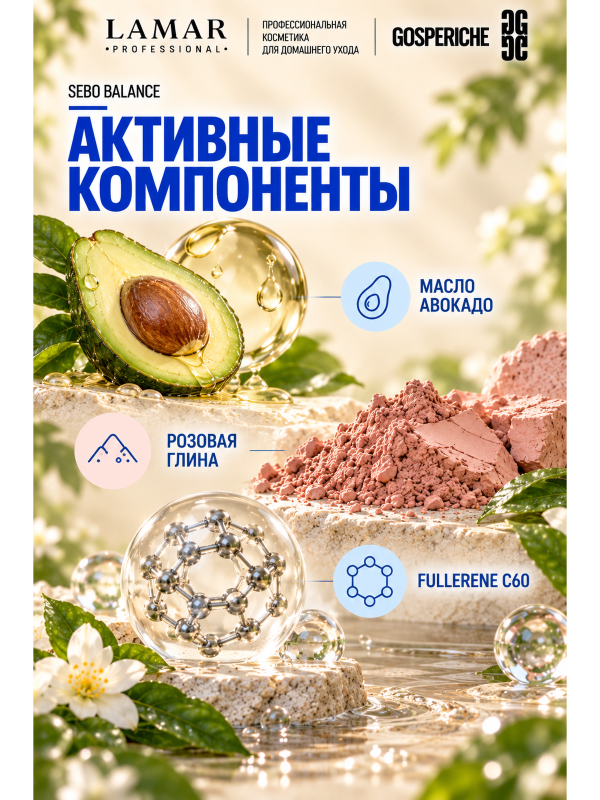 LAMAR PROFESSIONAL 5 IN 1 CLEANSE MASK &mdash; очищающая маска для лица с розовой глиной, 100 мл
