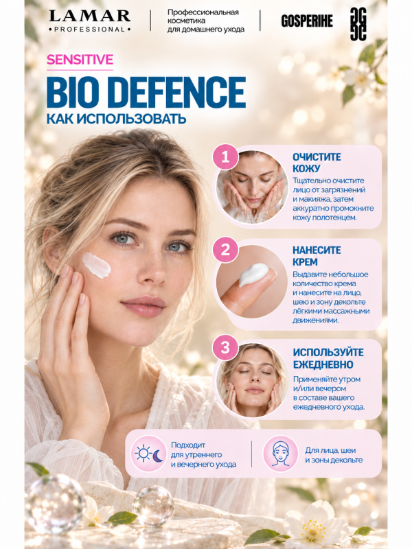 LAMAR PROFESSIONAL BIO DEFENCE &mdash; крем с эффектом биоармирования с гиалуроновой кислотой и пуэрарией, 50 мл