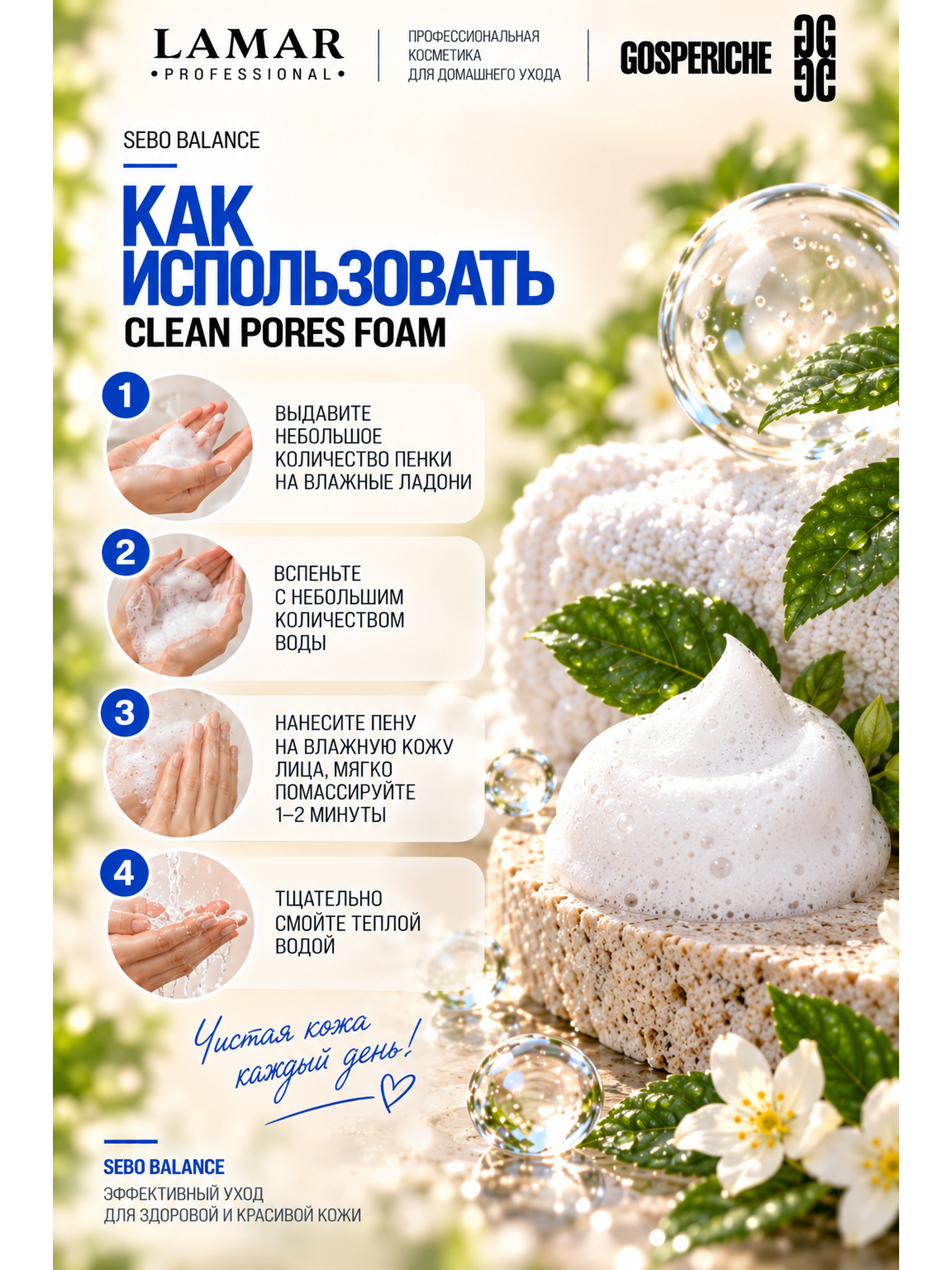 Lamar Professional Пенка для умывания CLEAN PORES FOAM поросуживающая