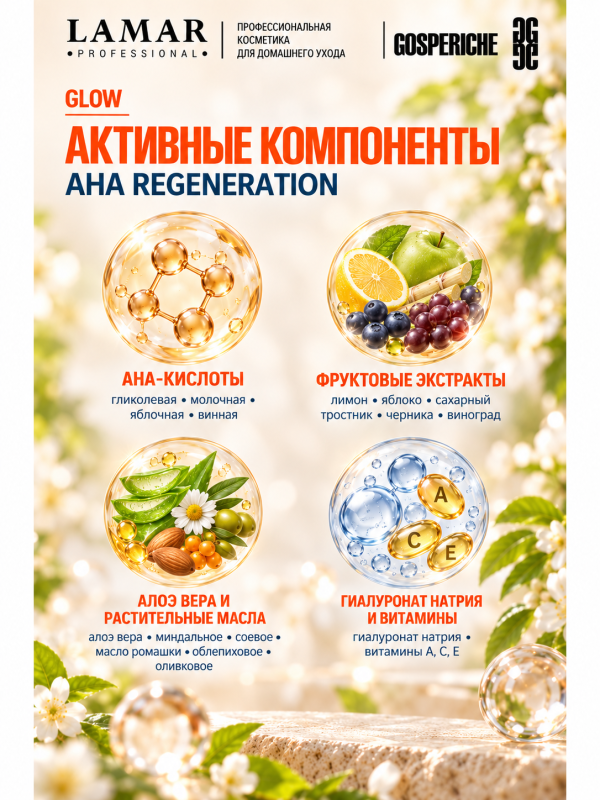 LAMAR PROFESSIONAL AHA REGENERATION &mdash; крем обновляющий с AHA-кислотами и фруктовыми экстрактами, 50 мл