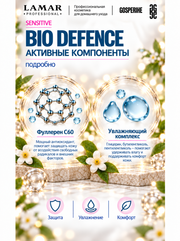 LAMAR PROFESSIONAL BIO DEFENCE &mdash; крем с эффектом биоармирования с гиалуроновой кислотой и пуэрарией, 50 мл