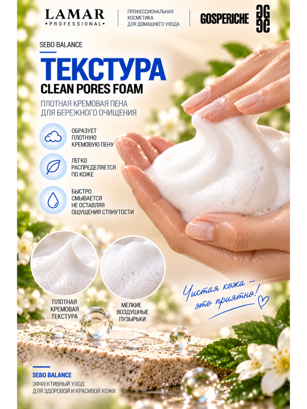 Lamar Professional Пенка для умывания CLEAN PORES FOAM поросуживающая