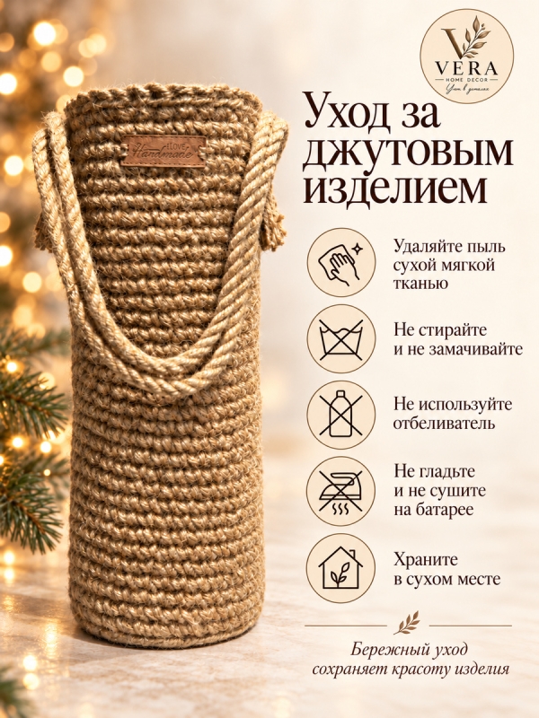 Бутылочница из натурального джута