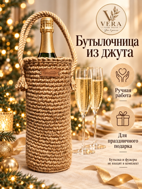 Бутылочница из натурального джута