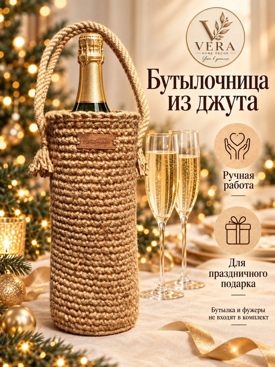 Бутылочница из натурального джута